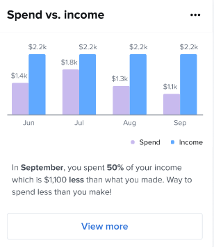 Monthly spend to income
