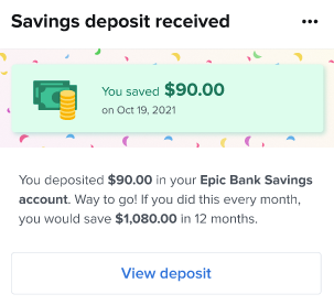 Savings Account Deposit