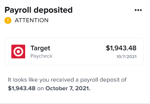 Payroll deposit