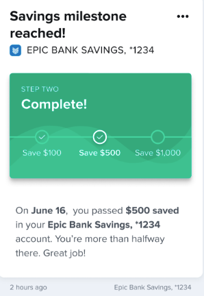 Emergency savings milestone